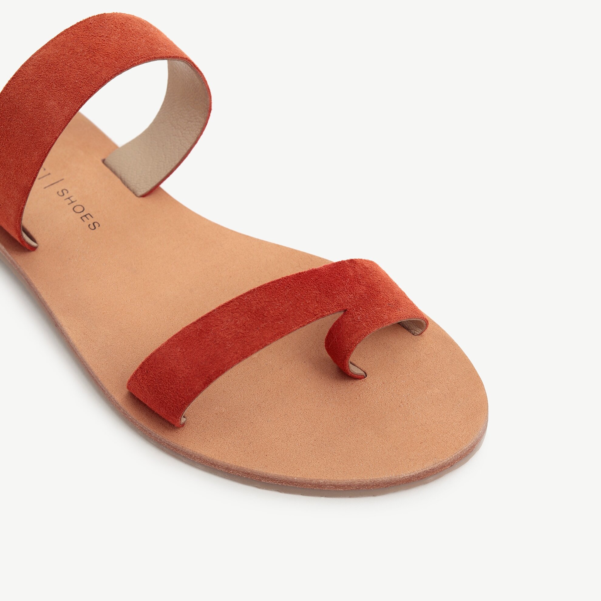 Double Strap Toe Post Suede Leather Flat Sandals