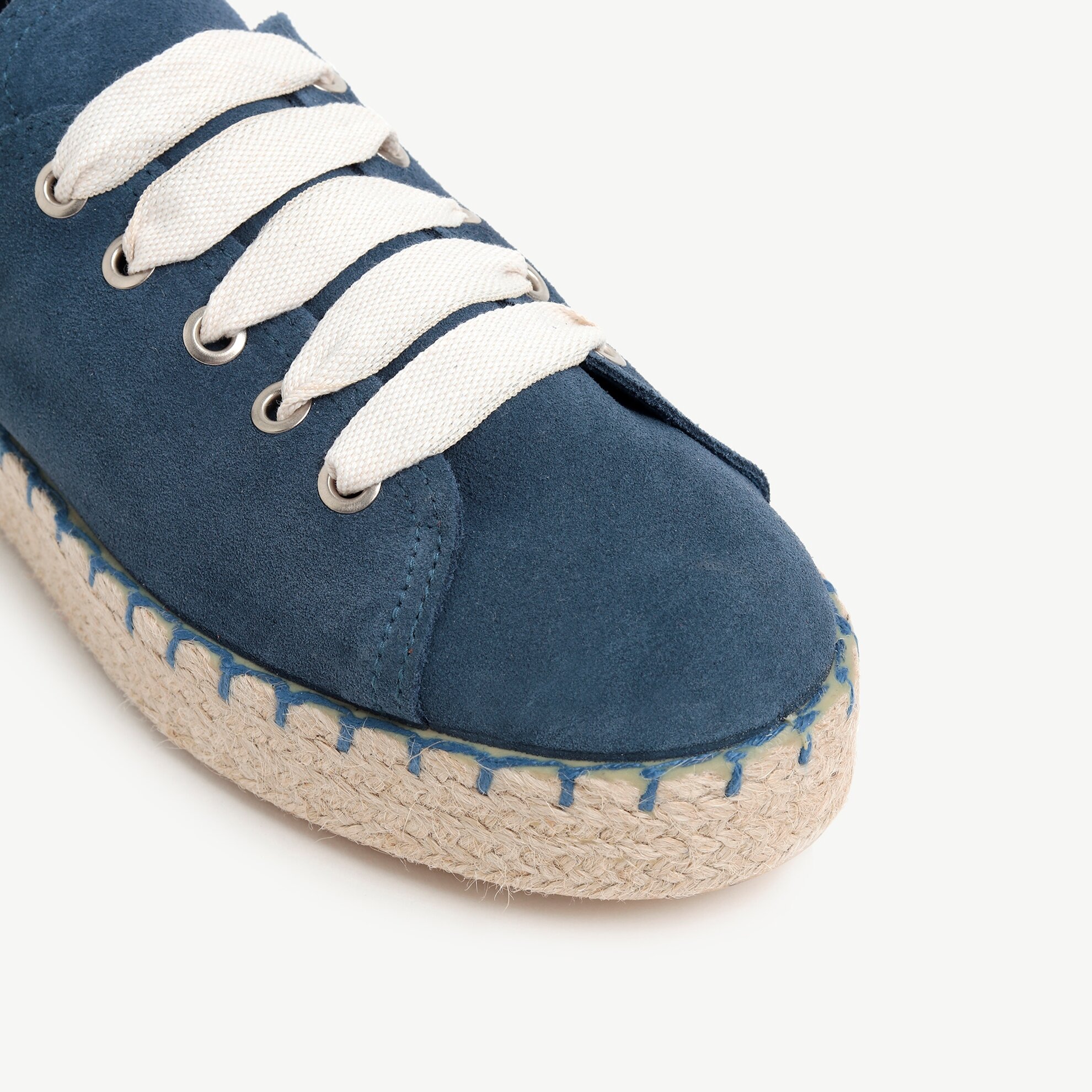 Suede Leather Sneaker With Jute Woven Outsole