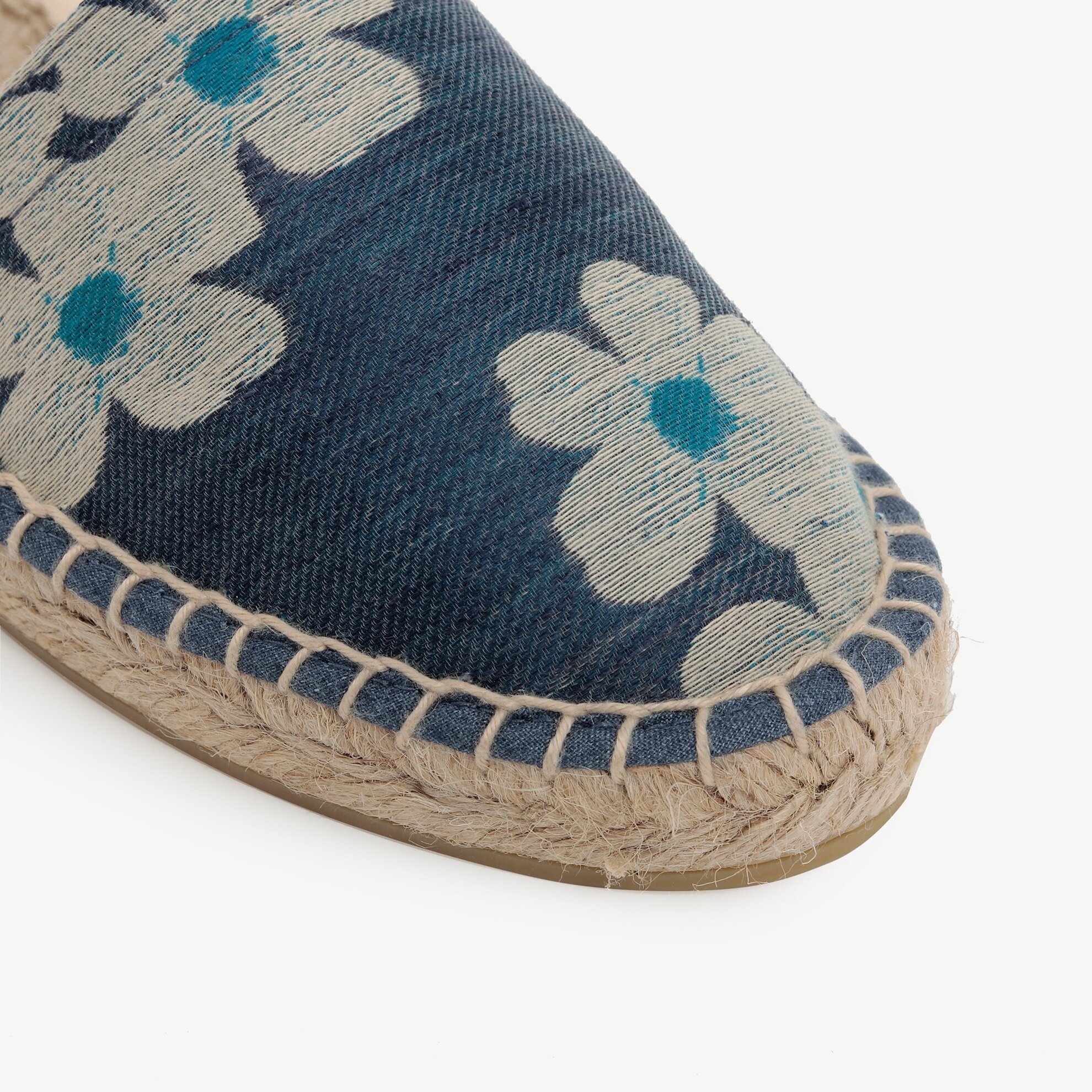 Strappy Ankle Tie Espadrille With Flower Printed Fabric