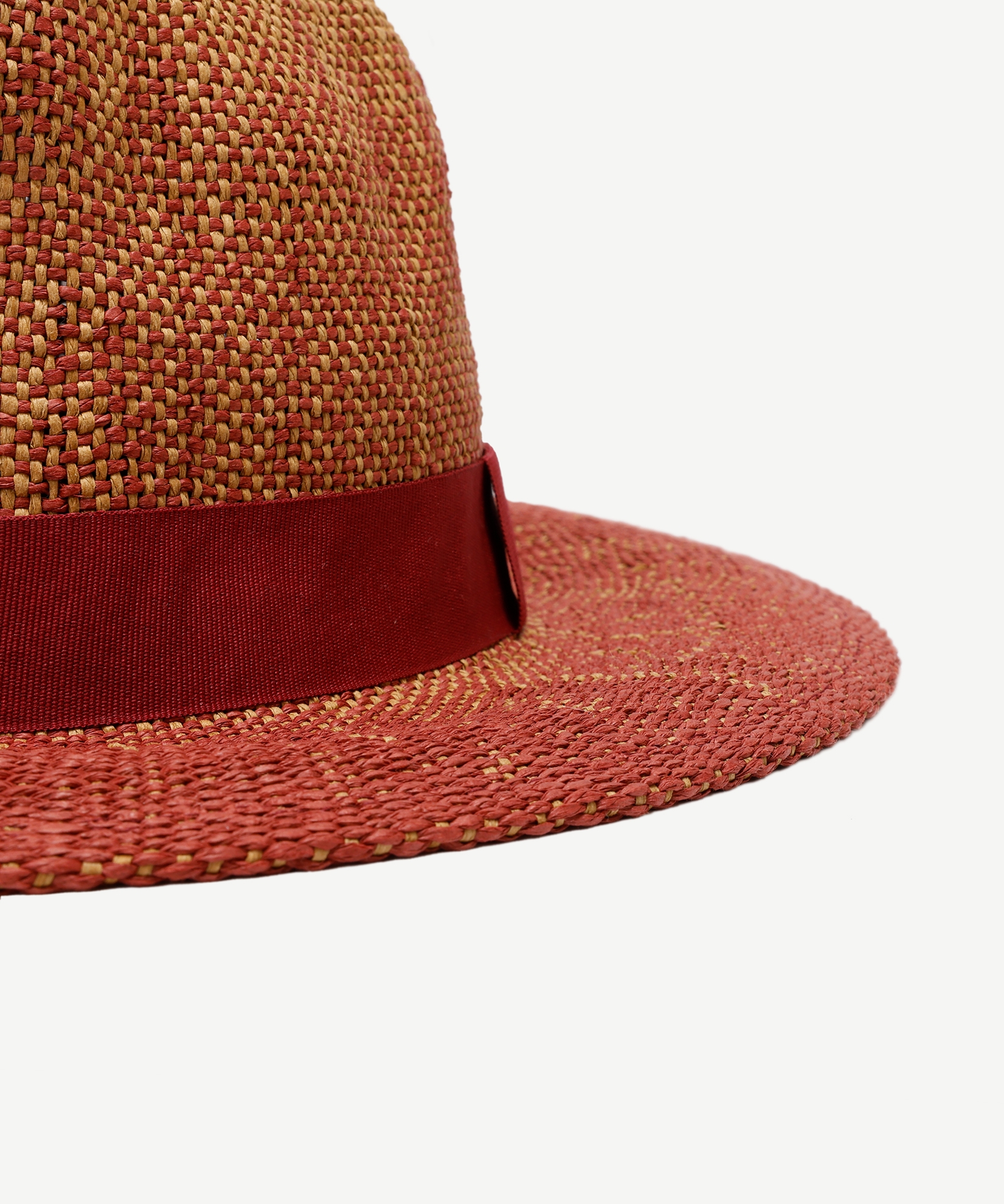 Bordo Kuşaklı Hasır Şapka
