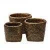 El Yapımı Bambu Sepet Seti ( 36 X 28 Cm - 29 X 25 Cm - 23 X 22 Cm )