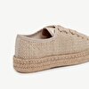 Straw Blended Fabric Jute Woven Outsole  Sneaker With Leather Toe Detail