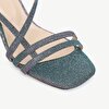 Parlak Çok Bantlı Kumaş Topuklu Ayakkabı