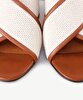 Hasır Detaylı Deri Topuklu Sandalet